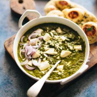 Palak Paneer Recipe (Spinach Curry with Cheese) & Cooking in an Indian Kitchen