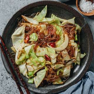 Cabbage Glass Noodles Stir Fry
