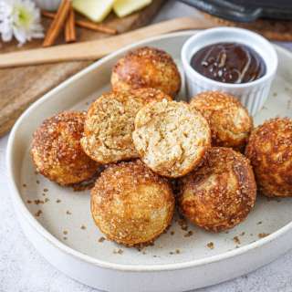 Crunchy Cinnamon Æbleskiver with Dark Chocolate Dipping Sauce