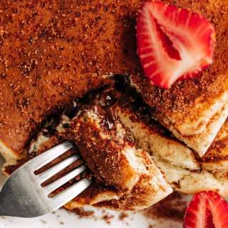 Chocolate Stuffed Churro Pancakes