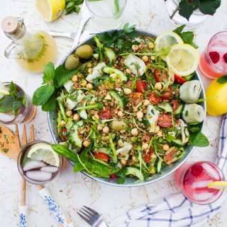 Mediterranean Farro Salad with Sweet Zesty Lemonade Dressing