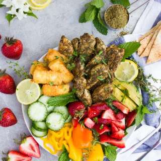 Zaatar Chicken Salad with Fried Halloumi Cheese