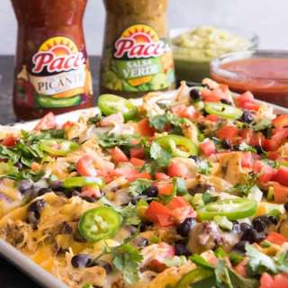 Sheet Pan Ultimate Nachos with Slow Cooker Salsa Verde Ranch Chicken