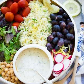 Lemon Cauliflower Rice Salad With Yogurt Dressing