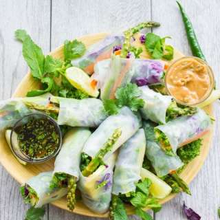 Thai Style Rice Paper Rolls with Two Dipping Sauces