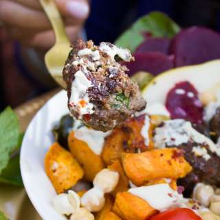 Fall Harvest Bowl with Lamb Meatballs Recipe