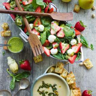 Strawberry Spinach Salad & Artichoke Soup Brunch