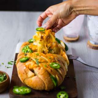 Cheesy Pull Apart Bread with Lamb Crumbles