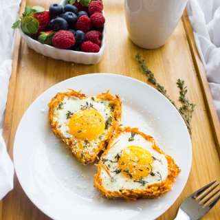 Baked Eggs in Sweet Potato Crusts