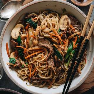 Japchae (Korean Sweet Potato Noodles)