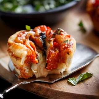 Mini Caprese Deep Dish Pizzas