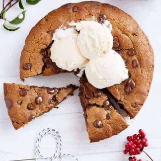 Nutella Stuffed Deep Dish Gingerbread Cookie with Browned Butter and Chocolate Chips