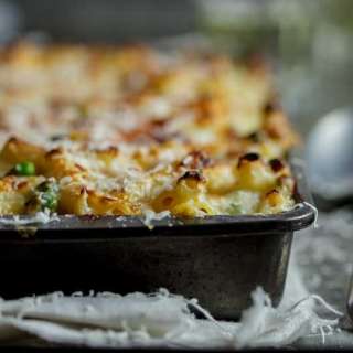 Leftover Gammon (Ham) and Pea pasta bake