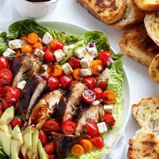 Grilled Balsamic Chicken and Avocado Bruschetta Salad