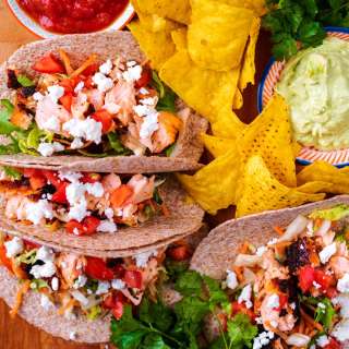 Salmon Tacos with Avocado Cream