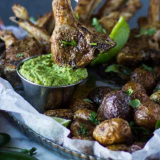 Air Fryer Lamb Chops with Poblano Sauce