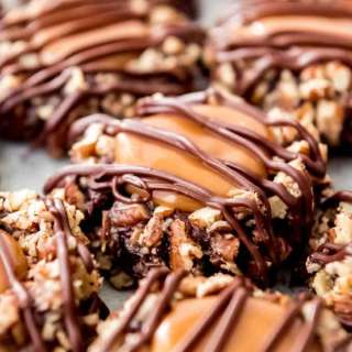 Chocolate Thumbprint Turtle Cookies