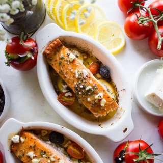 Baked Salmon With Greek Dressing