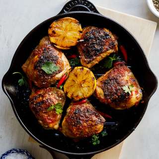 Grilled peri-peri chicken thighs