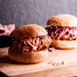 Fried chicken and creamy coleslaw sandwich