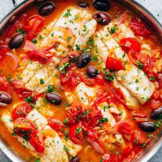 Pan Seared Fish With Tomatoes & Olives