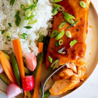 Sticky honey sriracha salmon