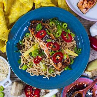 Soy Ginger Salmon Noodles