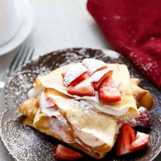 Macerated Strawberries and Cream Crepes