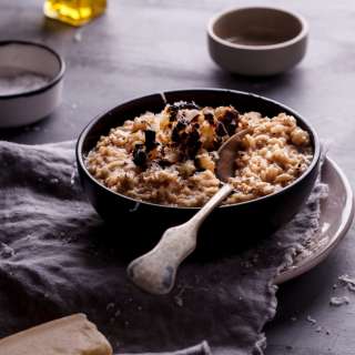 Roasted cauliflower risotto with truffle oil
