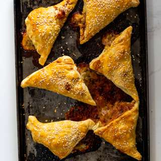 Leftover ham and cheese puff pastry pies