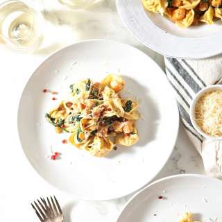 Tortellini Butternut Squash Pasta with Pancetta and Spinach