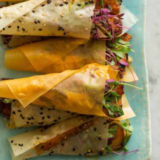 Spicy Marinated Pork Belly Hand Rolls