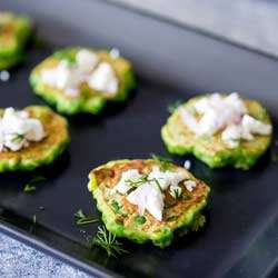 Pea Fritters with Goats Cheese Cream