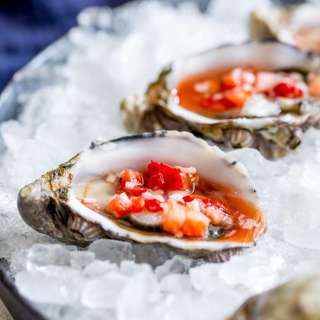 Oysters with Champagne Strawberry Mignonette
