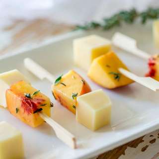 Gouda and Peach Skewers with Fresh Thyme