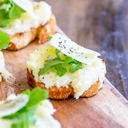 Parsnip and Parmesan Bruschetta with Arugula