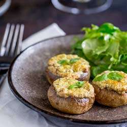 Basil and Cheese Stuffed Mushrooms