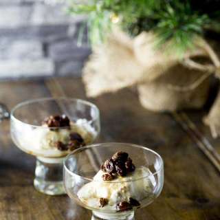 Vanilla Ice cream with Sherry Soaked Sultanas
