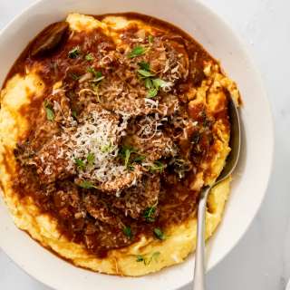Mushroom ragout with creamy polenta