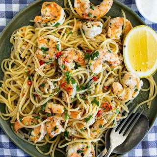 Easy lemon shrimp spaghetti