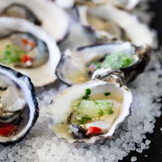 Thai Oysters with a Lime and Cucumber Granita