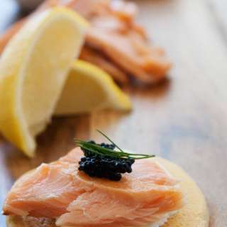 Ricotta Pancakes with Hot Smoked Salmon and Sour Cream