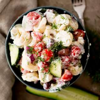 Creamy Greek Pasta Salad with Tortellini