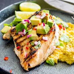 Grilled Jalapeño Lime Chicken with Corn Mash
