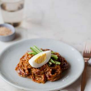 Bibim Nengmyun (Buckwheat Noodles Tossed with a Hot Pepper Sauce)
