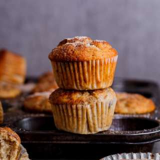 Banana, date and pecan muffins with cinnamon sugar
