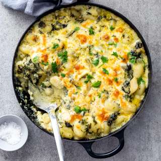 Spinach artichoke baked gnocchi