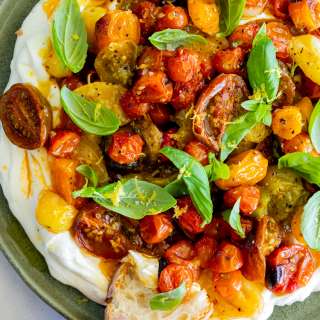 Creamy labneh with roasted tomatoes