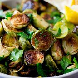 Roast Brussel Sprouts with Lemon and Parsley