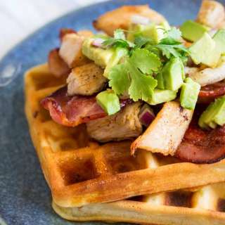 Fried Turkey Waffles with Bacon and Maple